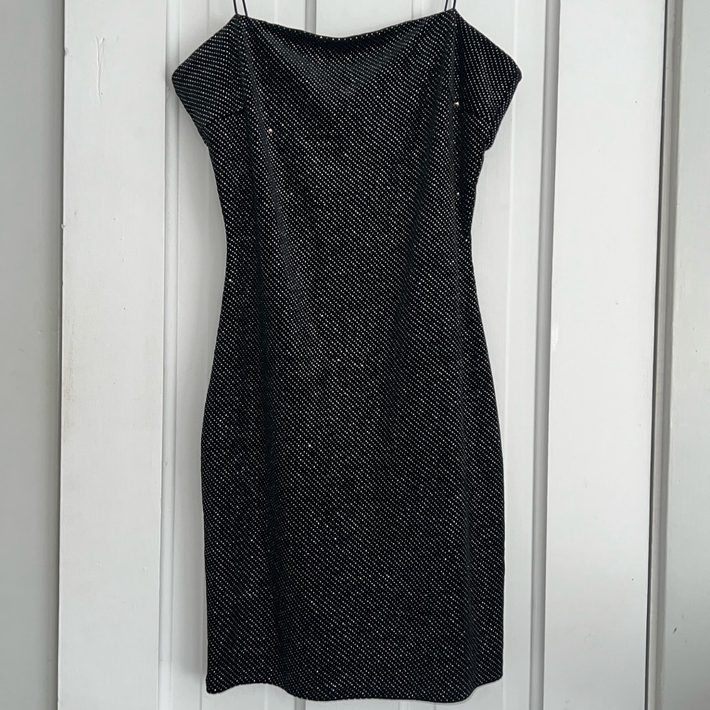 Windsor Black Velvet Silver Detail Dress